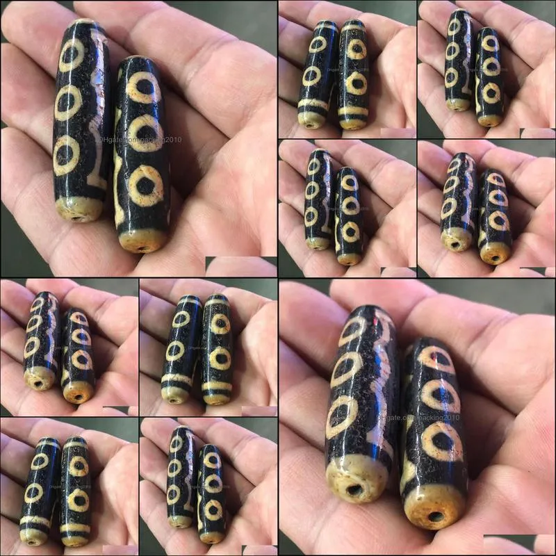 Factory Wholesale Tibetan Old Mine Agate Teeth Yellow Horseshoe Pattern Five Eyes Tibet Beads One Piece Dropshipping