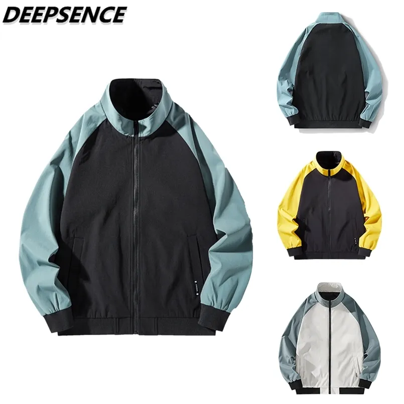 Spring Autumn Fashion Cool Jacket Men Korean Stand Zipper Polyester Simple Casual Streetwear Sport Jackets Men 211103