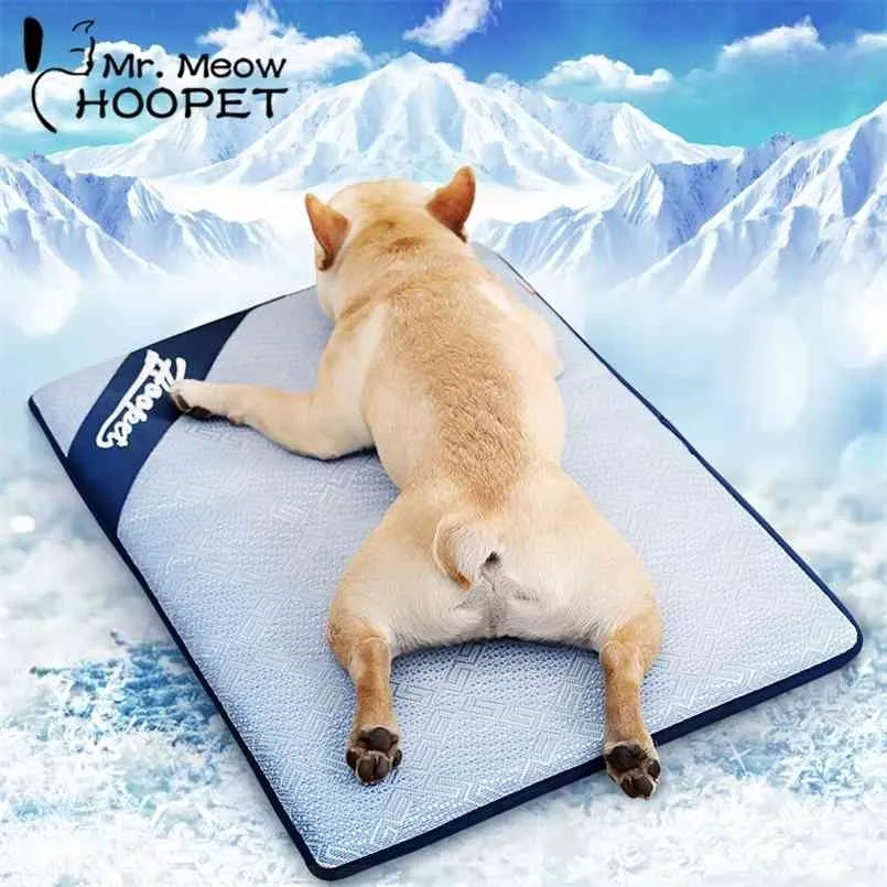 Hoopet été tapis de refroidissement respirant Pet chien chat tapis de couchage auto matelas Portable Pad coussin de glace accessoires 210924