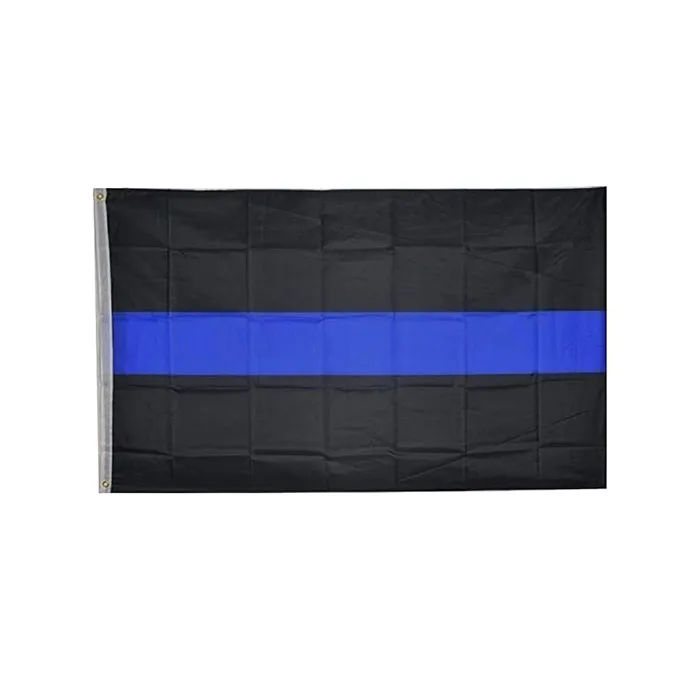 Bandiera della polizia sottile linea blu 3x5 Banner con doppia cucitura 90x150 cm Regalo per feste Stampa personalizzata in poliestere 100D