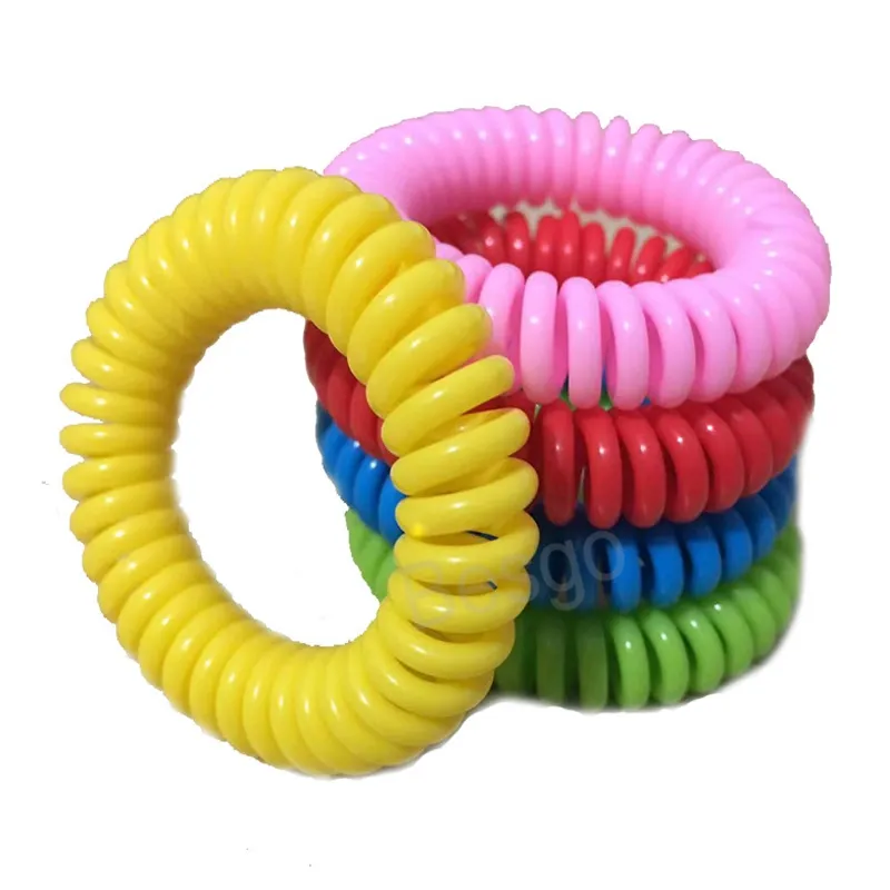 Mosquito Armbanden Kleurrijke Anti Mosquito Plastic Spring Coil Haarring Kinderen Volwassen Muggen Repellent Armband Pest Control BH5881 TYJ