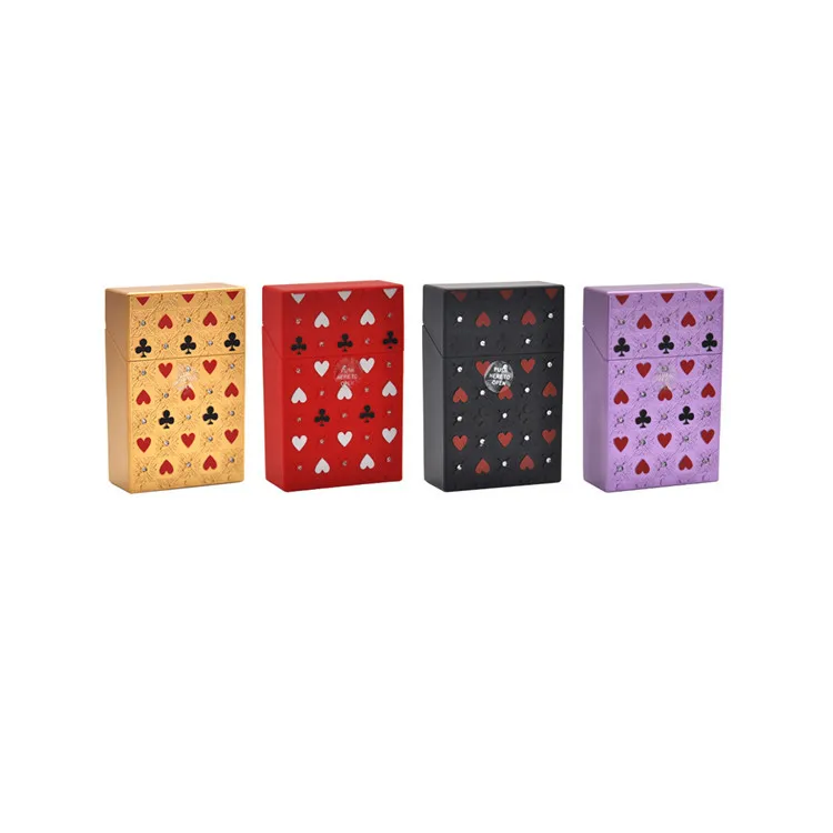 Pokerstil Plastic Cigarette Case Case 87mm * 55mm * 22mm Vanlig cigaretter Väska Hållare Hård plast tobaksbox