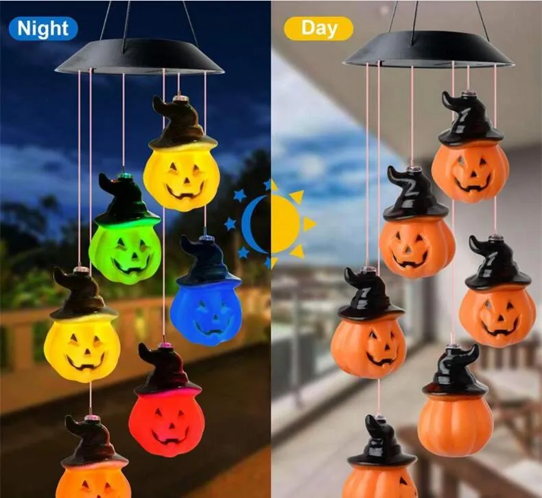 Wind Chimes Outdoor Lamps Color Changing Mobile Wind Chime Waterproof Solar Powered LED Hanging Lamp for Garden