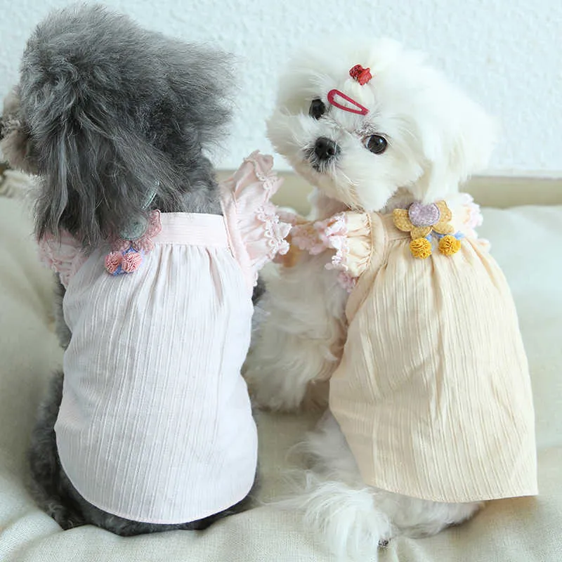 Pet Costume XS Dog Cat Clothe Sukienka Letnia Rękawę Fly Sleeve Lace Rabbit Spódnica Chihuahua Yorkie Bichon Corgi Teddy Pudel Ropa de Perro