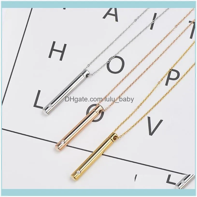 Chains Stainless Steel Cylinder Crystal Stone Cremation Urn Pendant Necklace Jewelry Long Ash Human Necklaces Gift For Him