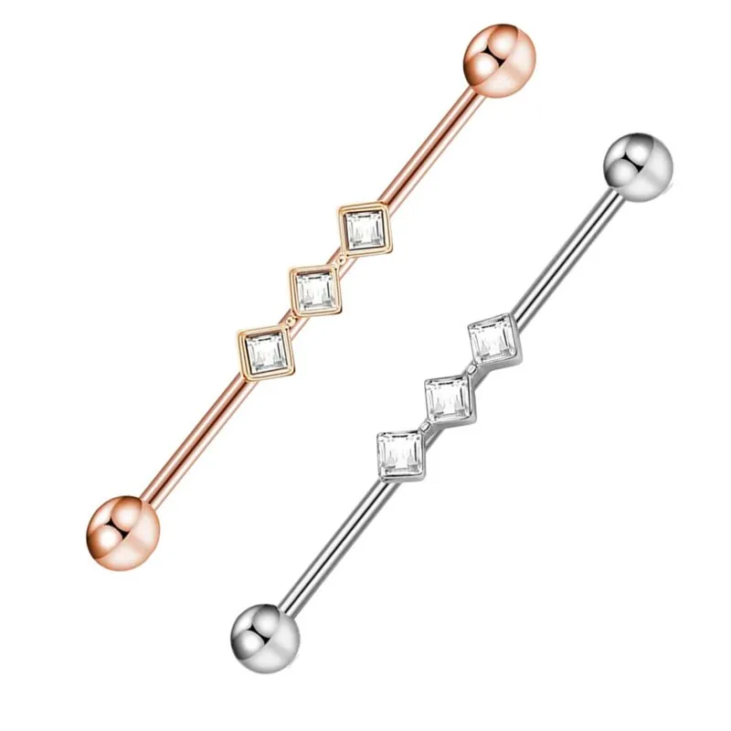 산업용 바벨 귀걸이 스테인레스 스틸 비계 피어싱 크리스탈 피어싱 쥬얼리