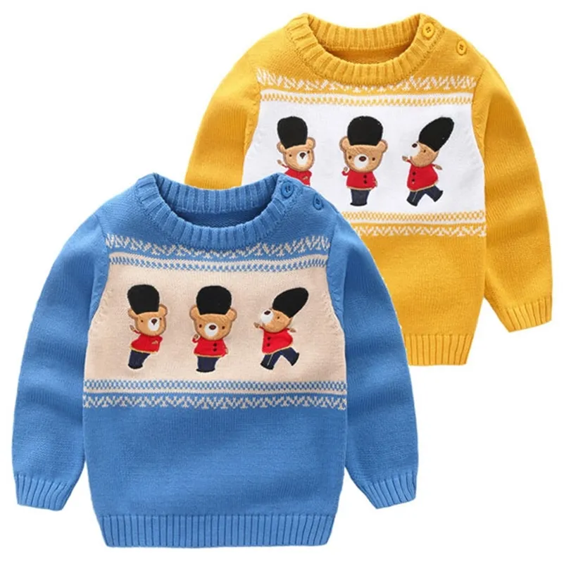 子供のセーター少年の丸い首の編み物漫画のセーター210308