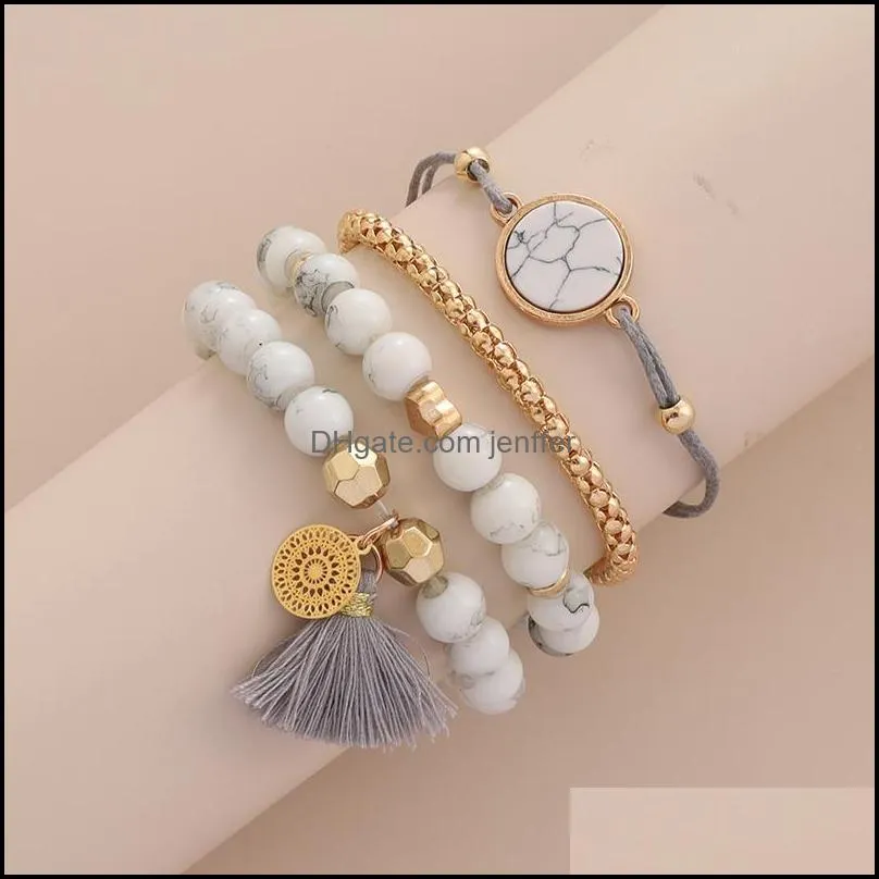 Aprilwell 4 PCs Bohemia Tassel Bracelets Set For Women Aesthetic Trendy Y2k Jewelry Gift 2021 Bead Item On Sale Link, Chain