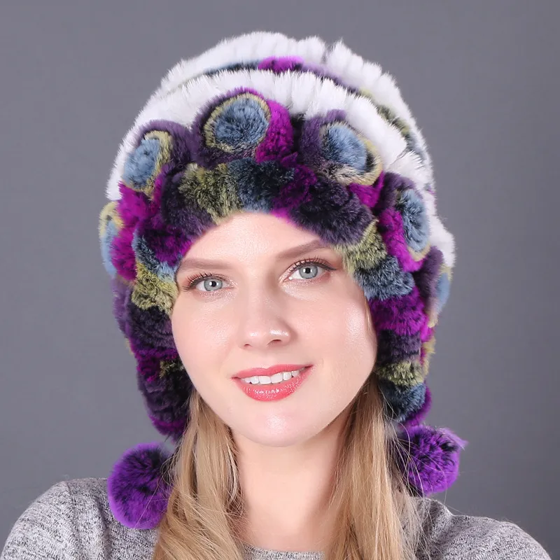 Frauen Winter Hut Für Frauen Rex Kaninchen Pelz Hüte Frau Kappe Weibliche Beanie Dame Caps Mode Mützen Warme Kopfbedeckungen Earflap hut 2022