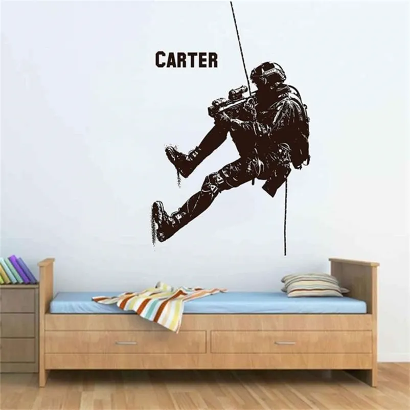 Soldaat Muursticker Decor Sticker Militaire Muurstickers voor Jongens Room Art Stickers 210929