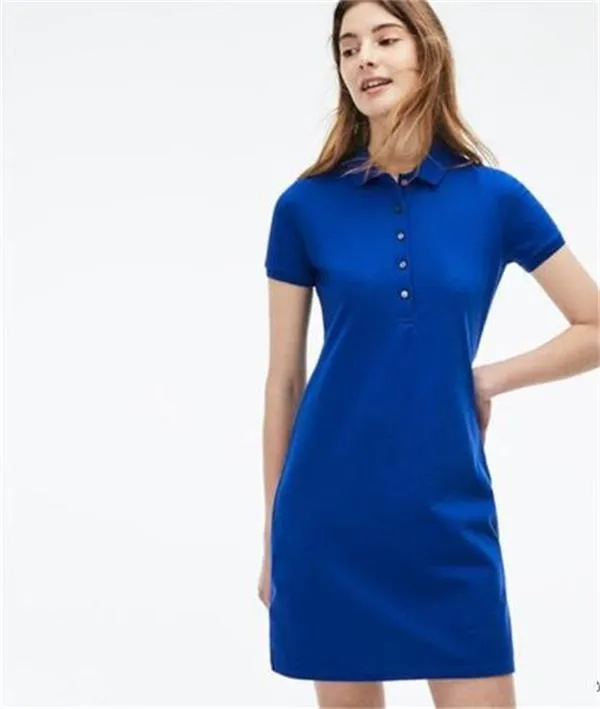 Polo Crocodile Womens Dress Fashion 100 ٪ فساتين قميص القطن