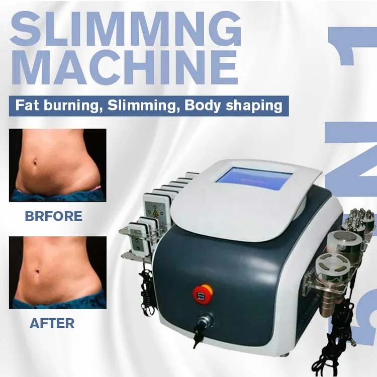 7 I 1 Multifunktionell laserlipolys Body Slimming Pads Beauty Machine Ultrasonic Cavitation Vakuum RF Skin åtdragning System Salong Användning366