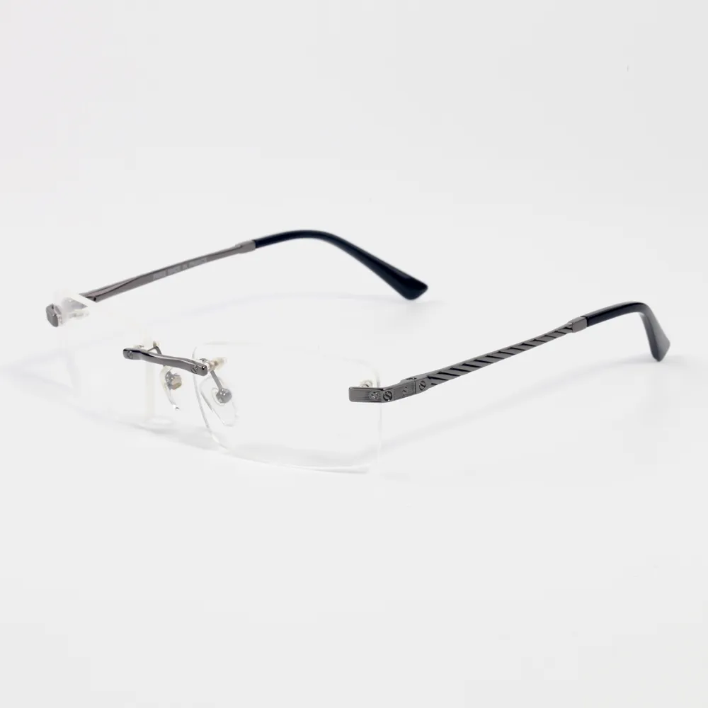 2021 Optisk Rimless Metal Frame Rectangle -glasögon Ramar Tempel med Panther Heads Man unisex Högkvalitativ med glänsande glasögon 313Q