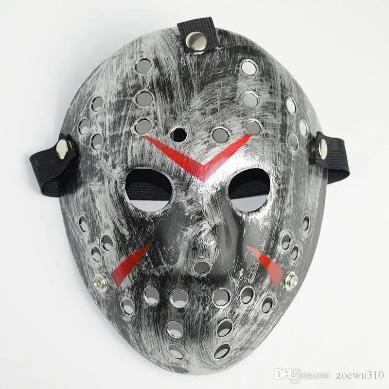 Retro Jason Maskesi Korku Komik Tam Yüz Maskesi Bronz Cadılar Bayramı Cosplay Kostüm Masquerade Maskeleri Korkunç Hokey Maskesi Parti Malzemeleri XVT0958