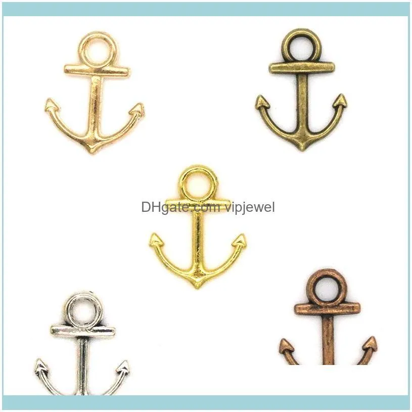 1000pcs 14*19MM diy jewelry Accessories 5 colors bronze silver gold color alloy vintage Ocean anchor charms pendant for bracelet