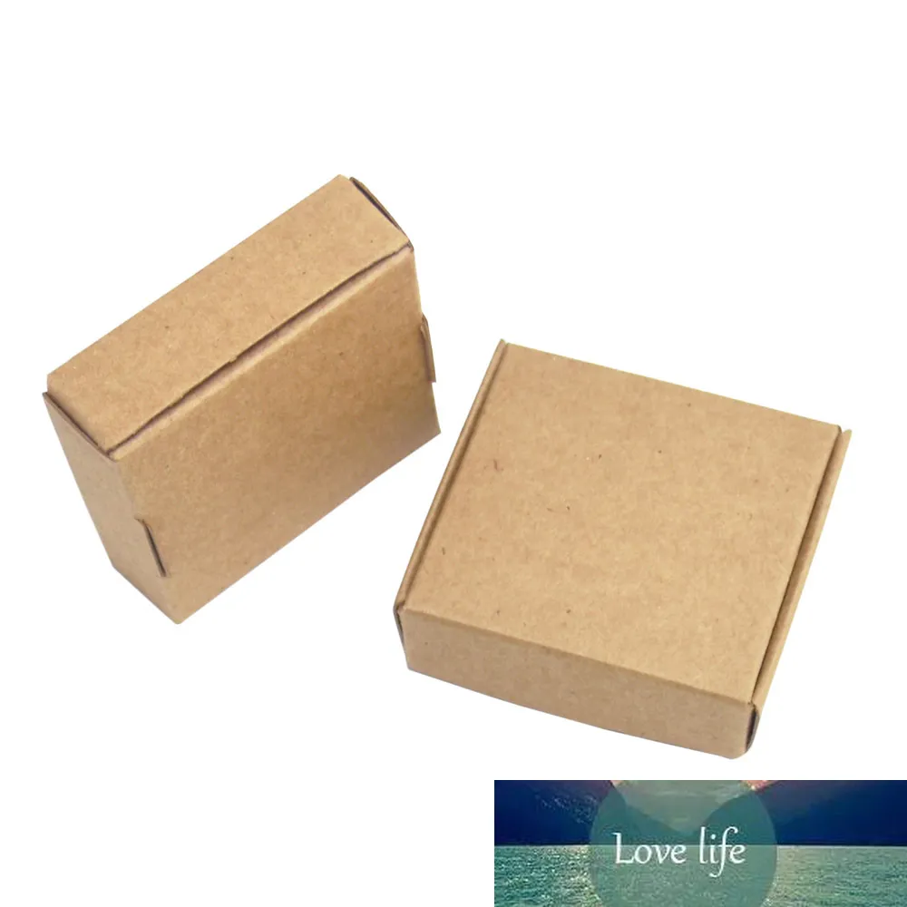 50 Pieces 5.5x5.5x1.5cm Vintage Brown Soft Cardboard Package Gift Box Square Wedding Party Card Tag Package Kraft Paper Box
