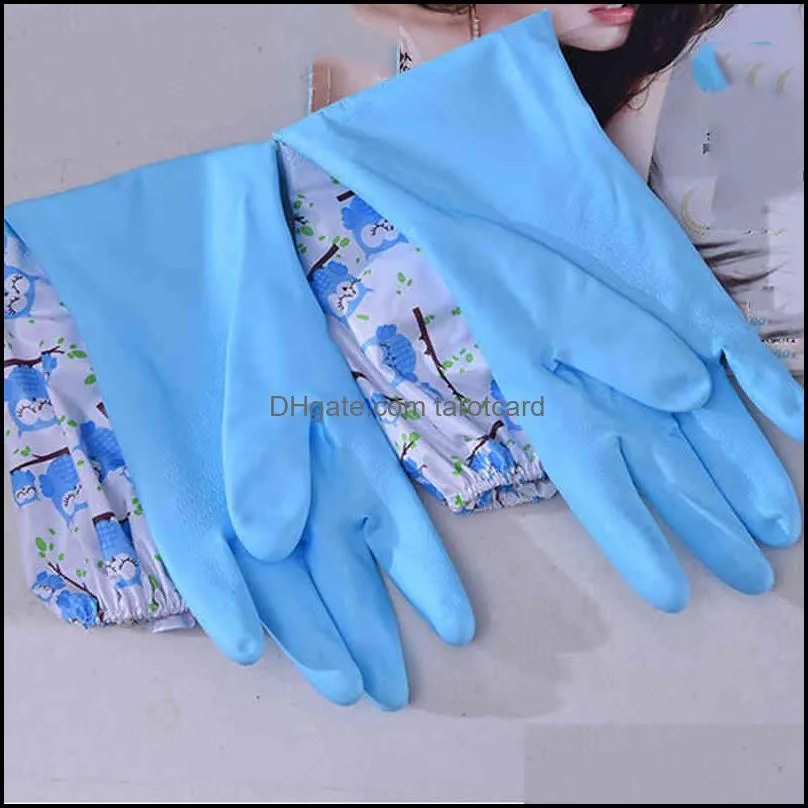 Plus Velvet Warm Cleaning Gloves Kitchen Waterproof Dishwashing Glove Durable Rubber Dish Washing Household Chores Clean ZXFHP1569