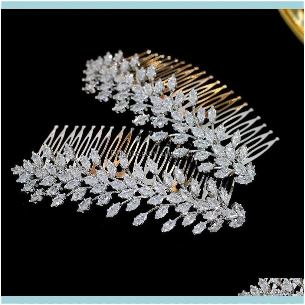 ASNORA Crystal Bridal Leaf Comb Girl Zirconia Jewelry Wedding Hair Bridesmaid Accessories