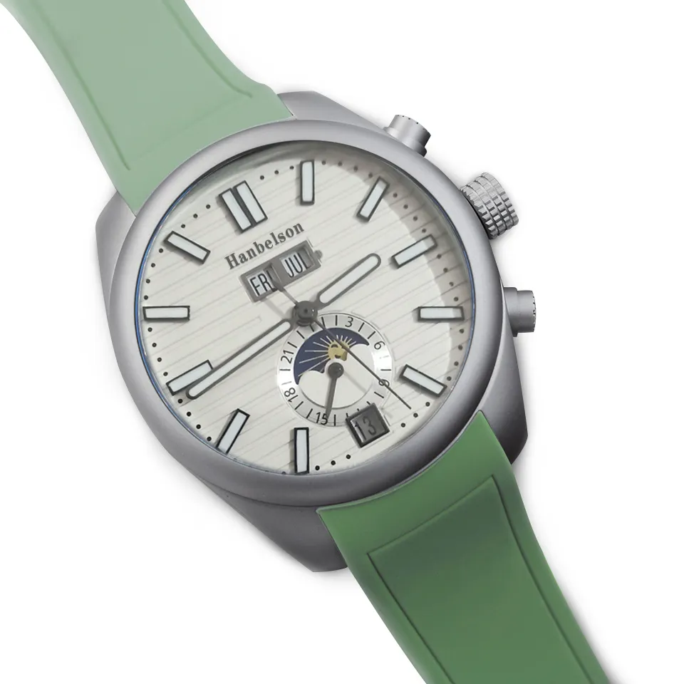 新しい到着日の男性デザイナースポーツの腕時計ムーンフェーズサンスター機能316ステンレスケースレッチャーストラップレリーゴプロの男性腕時計