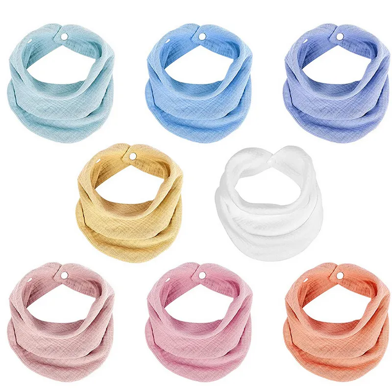 Bavoirs Bandana multi-usages pour bébé, écharpe en coton Super douce et réglable, tissus à roter, couleur unie, haute qualité