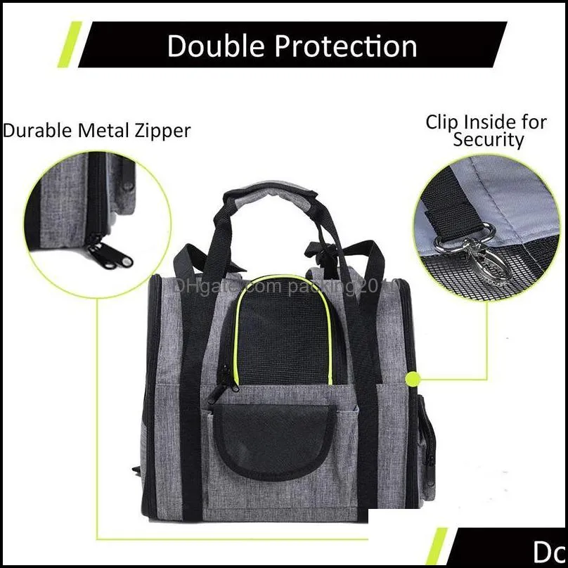 Pet Dog Carrier Bag Breathable Sturdy Reflective Foldable Pet Backpack Lightweight Travel Puppy Carrying Bag Security Clip