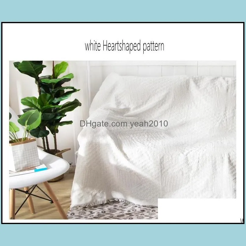 Blankets European Style White Cotton Blanket, Pinic Outside Blanket Mat,bed Cover ,wedding Decoration Sofa SALES