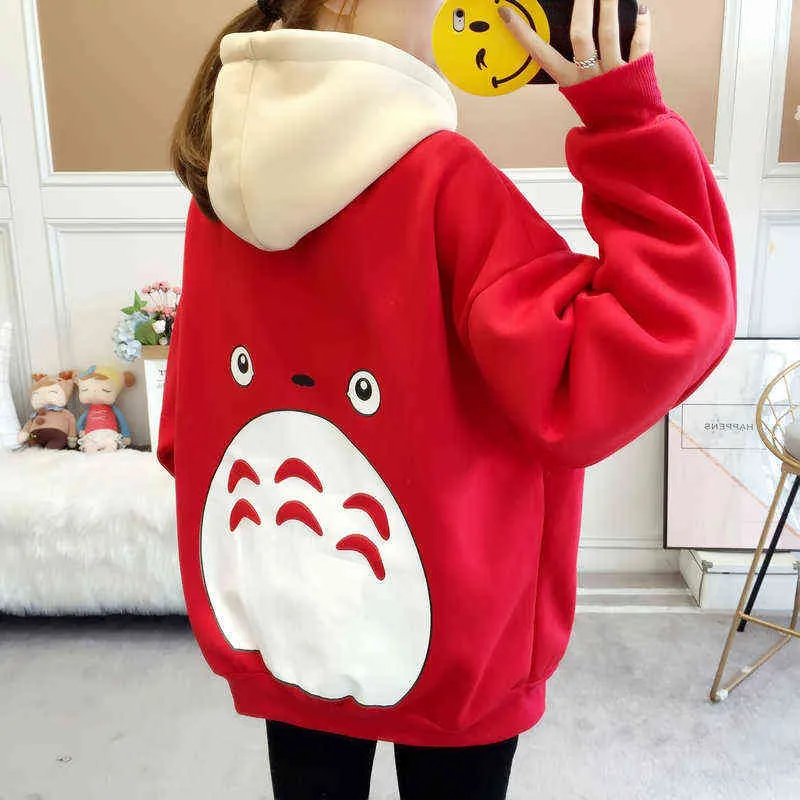 Zuolunouba winter vrouwen hoody sweatshirt bedrukte cartoon anime harajuku kawaii losse lange mouw student vrouwelijke casual trui 2111108