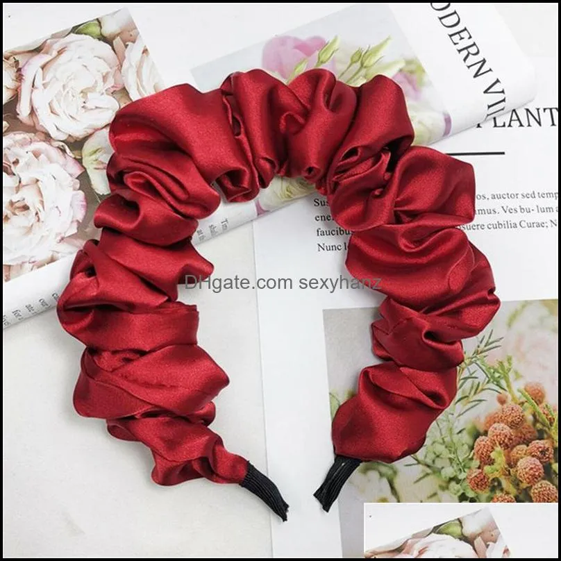 New Fashion Solid Color Headband Silk Cloth Hair Bands For Women Girls Handmade Hairband Hair Hoop Hair Accessories Headwear 841 R2