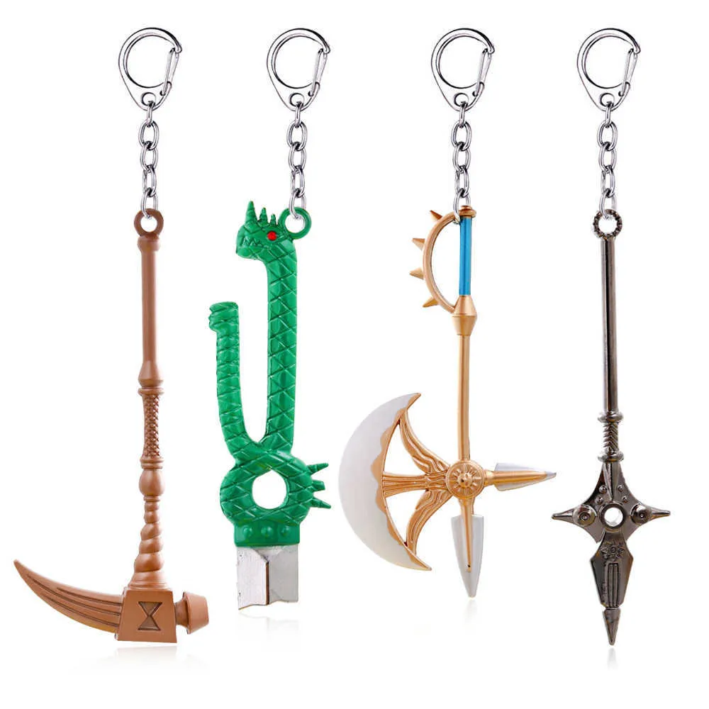 Anime The Seven Deadly Sins Keychains Weapon Escanor Rhitta Key Holder Nanatsu No Taizai Axe Ring Cosplay Props Pendant Jewelry G1019