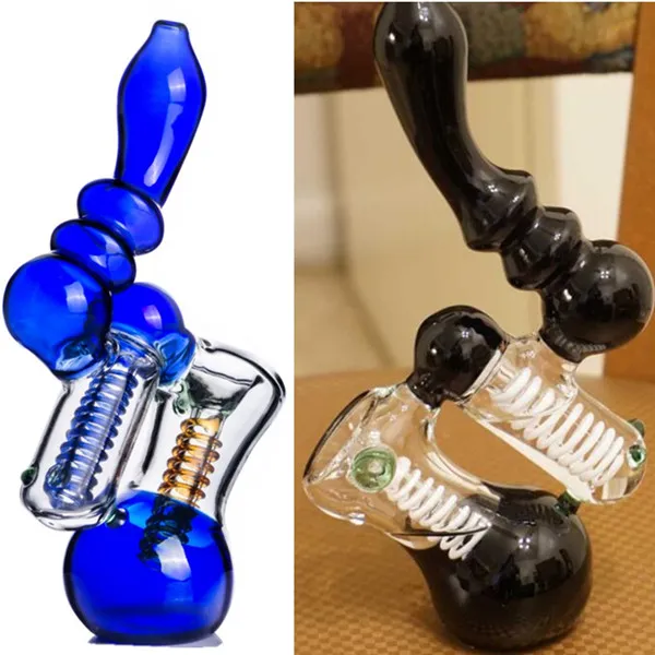 EN STOCK Noir Bleu verre Fumer Accessoires Verre barboteur fumer eau bong Tabac Verre Pipes Nouvel Arrvial Shisha Pour Herbe