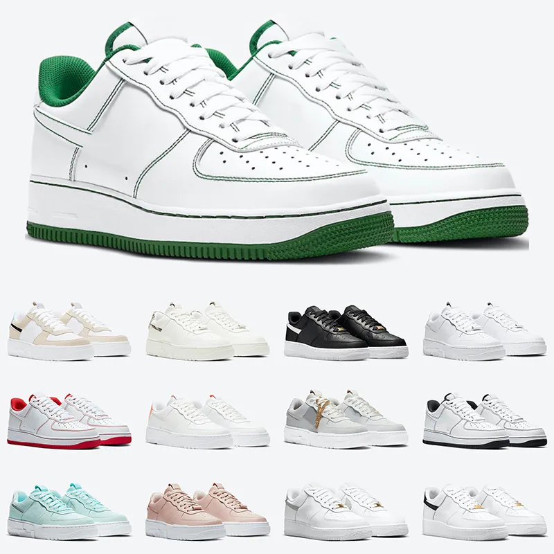 Chaussures De Course Classique Nouveaux Hommes 1 Ones Pixel Blanc Cuir Véritable Bas Haut Marron Hommes Femmes Pin Vert Baskets Chaîne Dorée React Lght Bone Hommes Chaussure De Plein Air