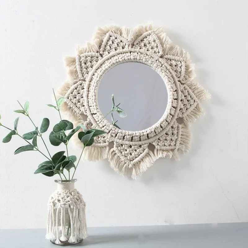 Mirrors Flower Shape Decorative Mirror Innovative Art Round Make Up Home Porch Living Room Bedroom Decoration Hanging