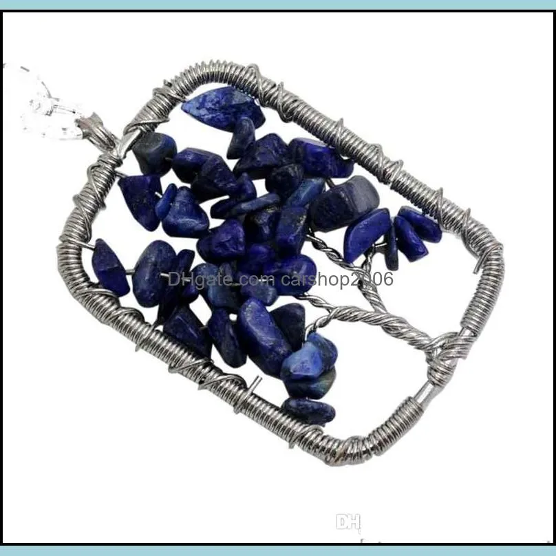 Square seven gems tree pendants for men and women 2019 new fashion simple necklace