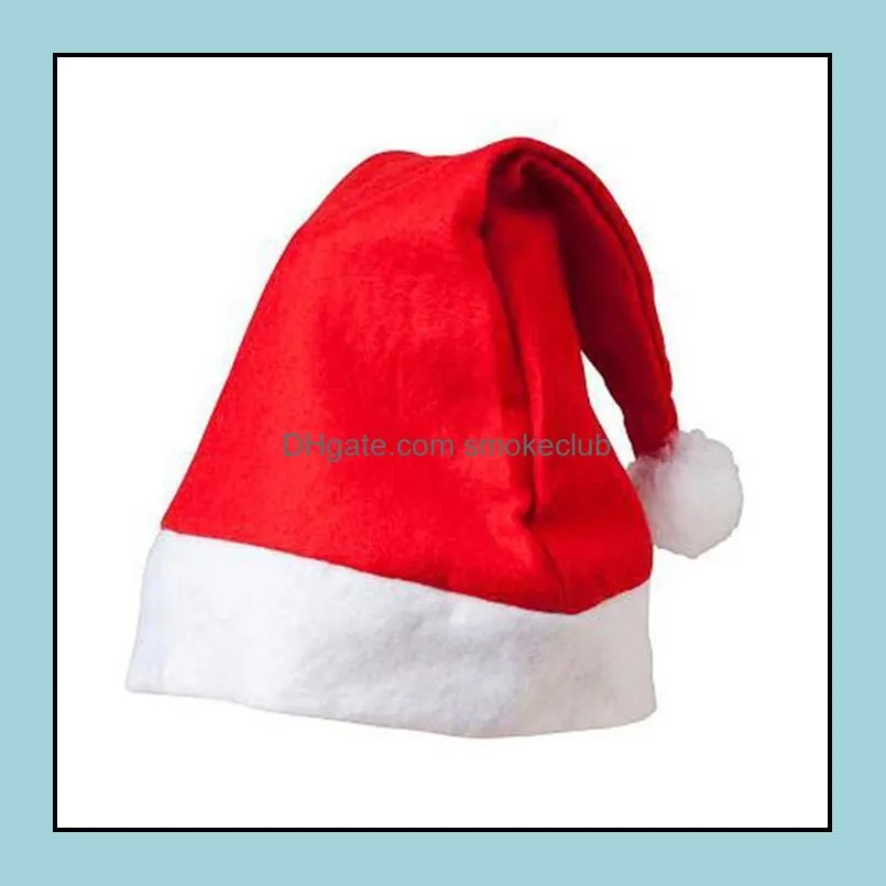 200pcs Red Santa Claus Hat Ultra Soft Plush Christmas Cosplay Hats Christmas Decoration Adults Christmas Party Hats
