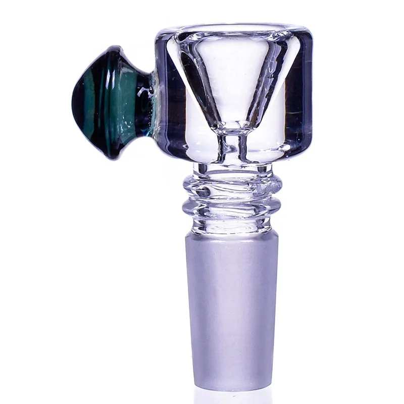 Rökning 14mm 18mm Male Joint Glass Cone Funnel Bowl Filter Utbytbar Bärbar Färgglada Färgrikt Non-Slip Handle Dry Herb Tobak Olje Rigar Bongs Hookah Downstem Tool DHL Gratis