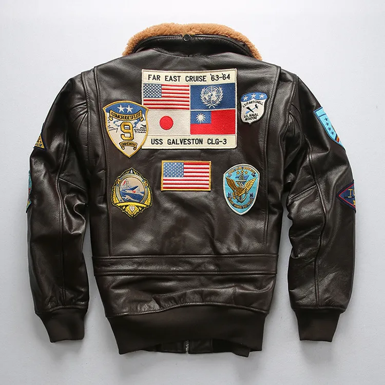 Leather Flight Bomber Jacket Dark Brown Genuine Leather Flight