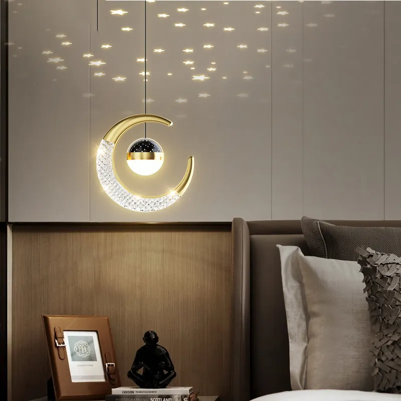 Modern Gold/Black LED Hanging Lamps Star Design Bedroom Corridor Wall Lamp Home Decoration Bar TV Pendant Light AC110-260V