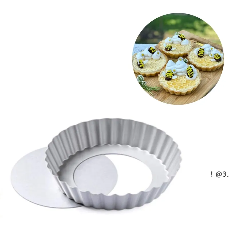 Newmini Tart Pan Avtagbar botten Non-Stick Round Quiche Bakeware Cakes Desserter Cookie Pudding Mold 4-tums Ewe6689