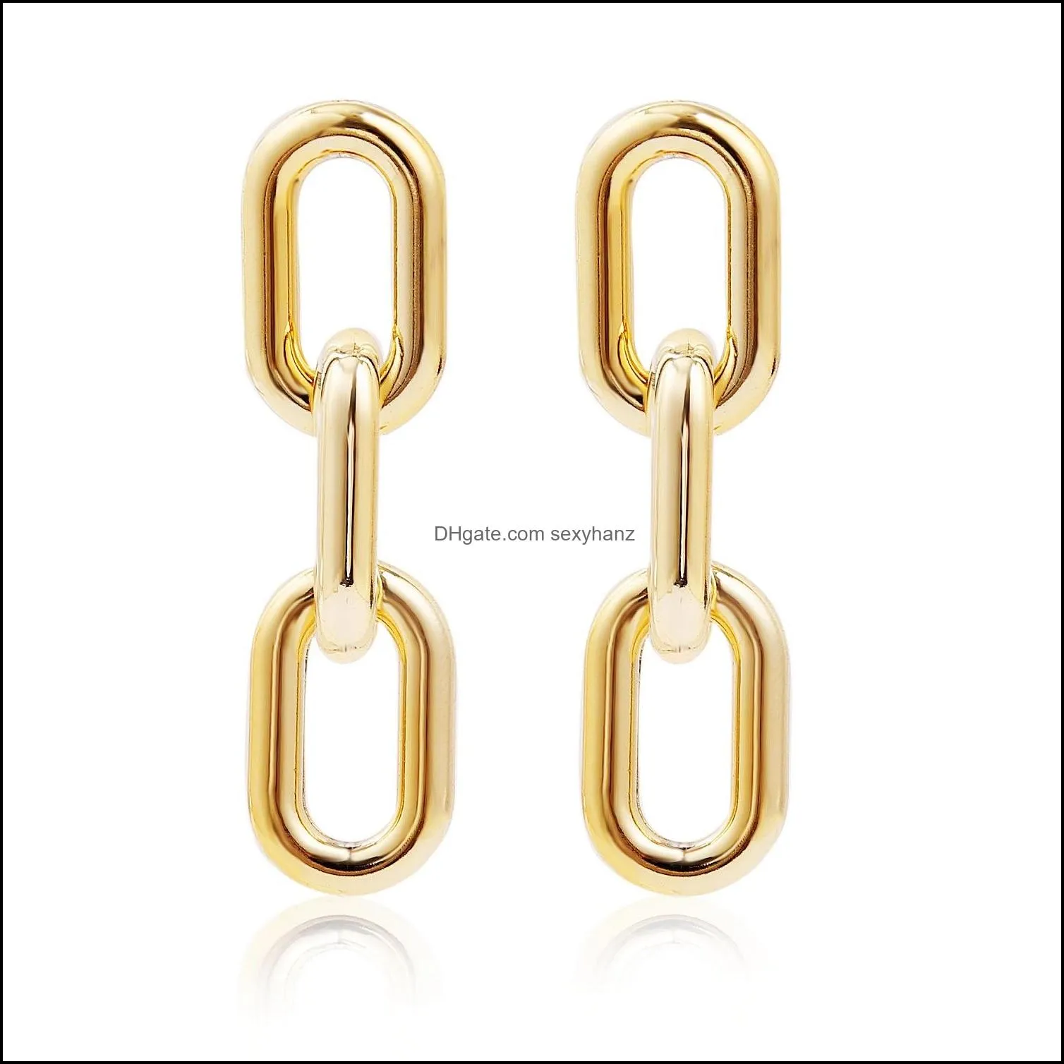 Fashion exaggerated Chains Earrings Women Golden CCB long chain Stud Ins Earringi