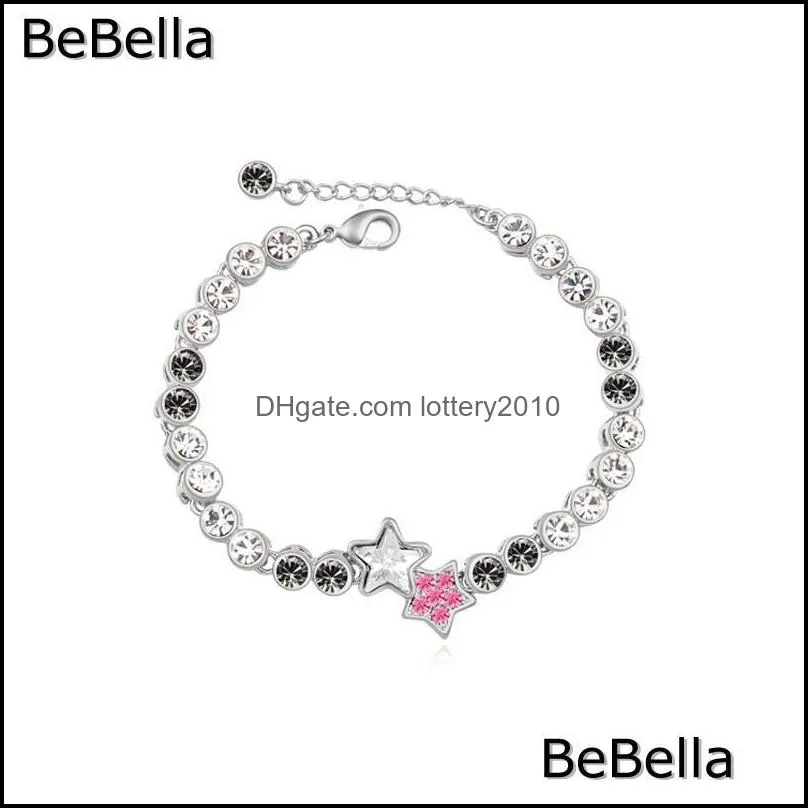 BeBella new 5 colors pentagram star crystal bracelet made with Czech crystal for girls Christmas gift1