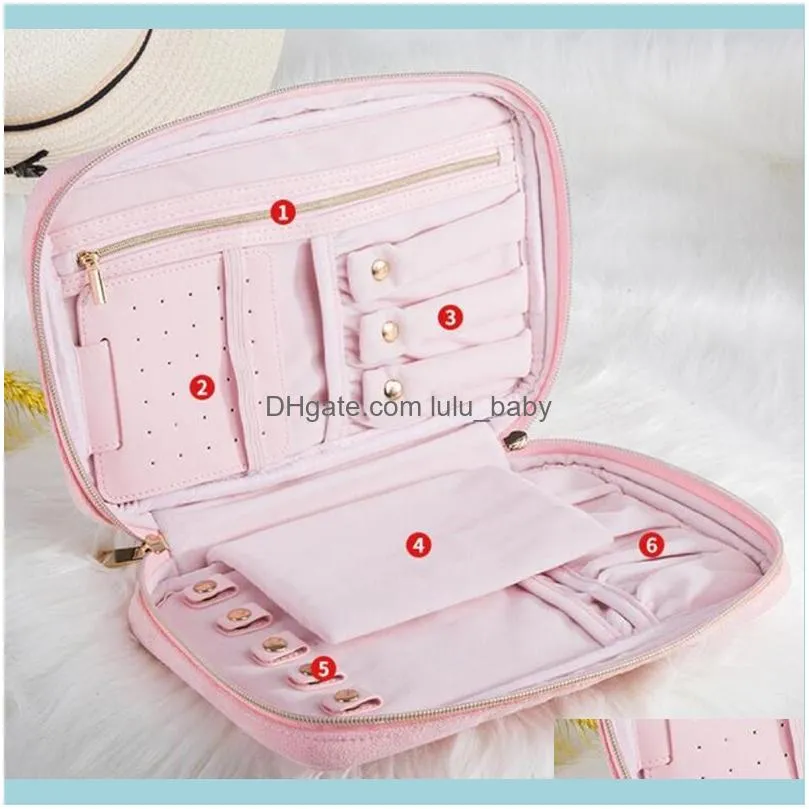 Portable Travel Jewelry Box Zipper Storage Bag Necklace Earrings Rings Bracelet Organizer Display Carrying Case Pouches, Bags