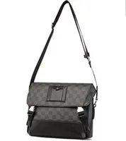 Black Women Messenger Bags Classic Leather Shoulder handbag Crossbody For Men Business Briefcase Sling Printed Gird Male Bag
