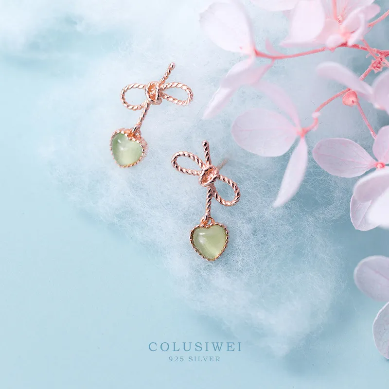 Colusiwei mignon nœud papillon boucles d'oreilles pour femmes en argent Sterling 925 mode bijoux en opale naturelle Pendientes Brincos