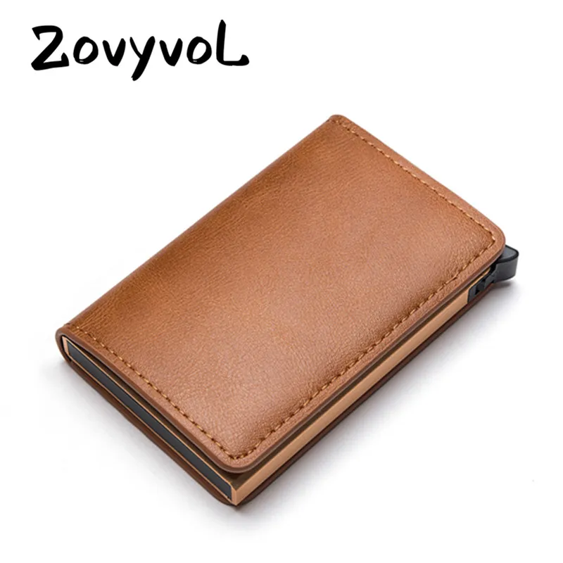 Portfel Unisex Moda Zovyvol Protector Bezpieczeństwo Mężczyźni i Kobiety Kolorowe PU Box RFID Uchwyt Przyjazd Karta Box