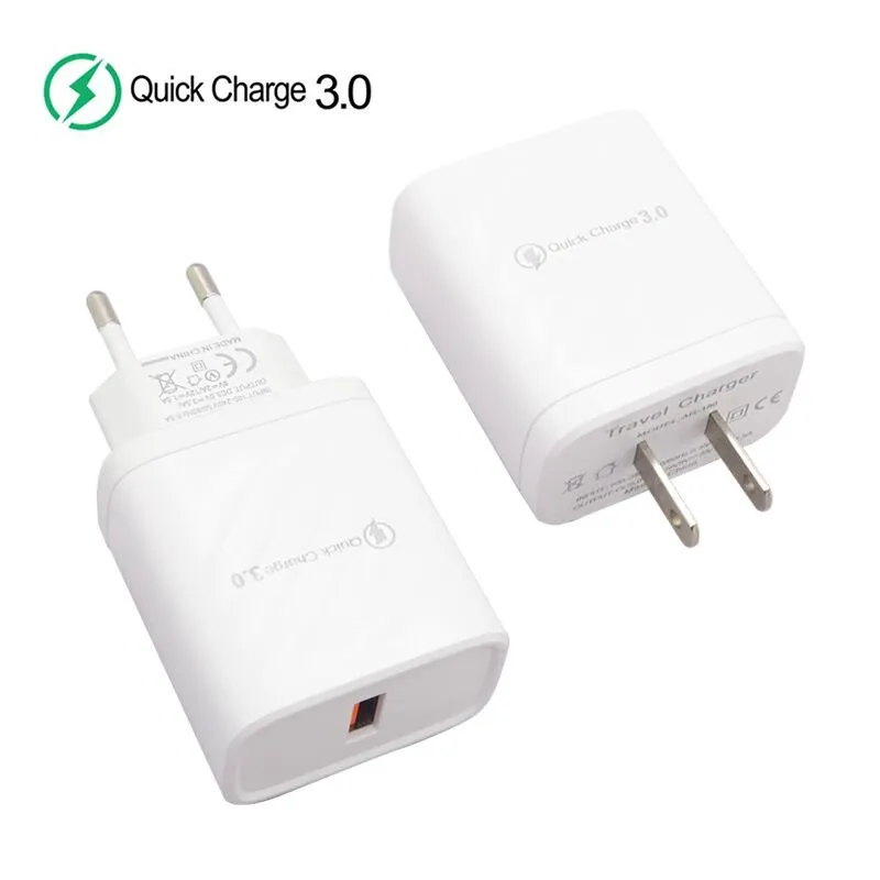 USB-adapter QC3.0 Snabbladdning US EU-pluggen Wall Charger Universal för Smartphone Moblie Phone