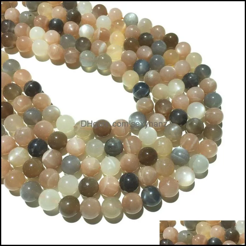 Other Factory Price Natural Multicolor Moonstone Round Loose Beads Healing Energy For DIY Necklace Bracelet Jewelry Making 6 8 10 12mm