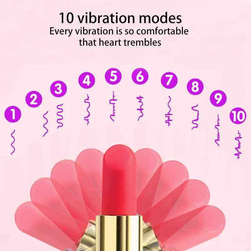 NXY Vibratoren Mini Lippenstift Vibrator Ei G-Punkt Klitoris Stimulator Variable Geschwindigkeit Vaginalmassagegerät Masturbation Erotik für Erwachsene Frauen 0105