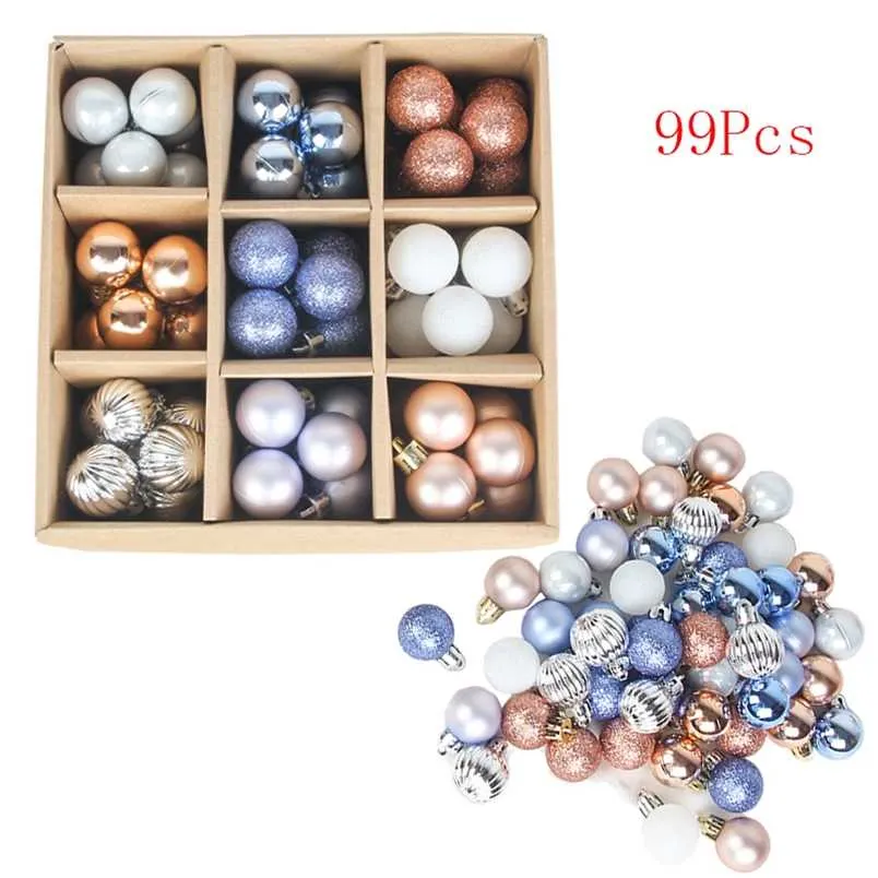 99pcs 3cmクリスマスツリーボールペンダント飾りプラスチック吊りボールホームクリスマスパーティーデコレーション年ギフト211104