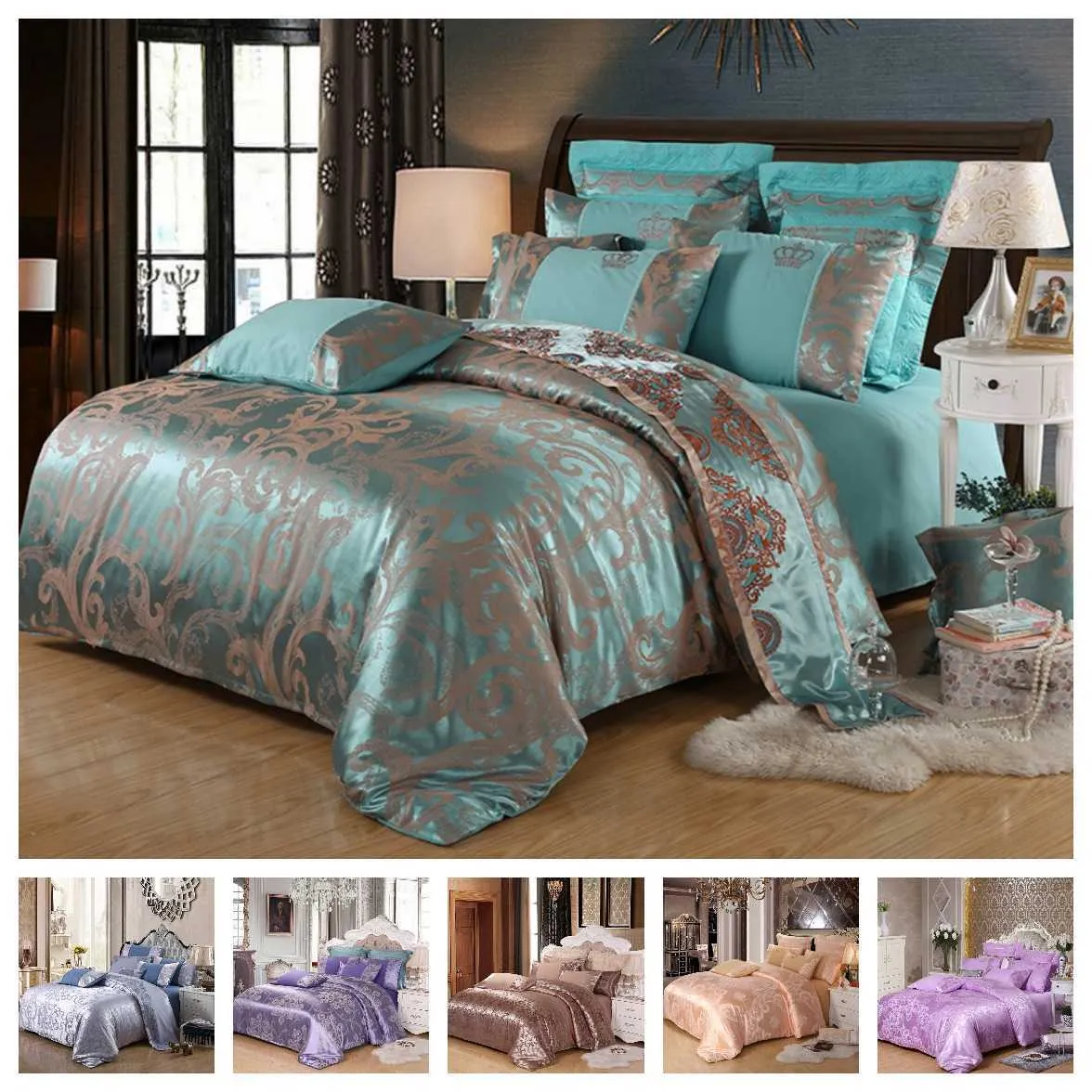 Luxe 2 ou 3 4pcs Ensemble de literie de haute qualité Housse de couette avec fermeture à glissière Twin Queen King 13 Patterns 210615