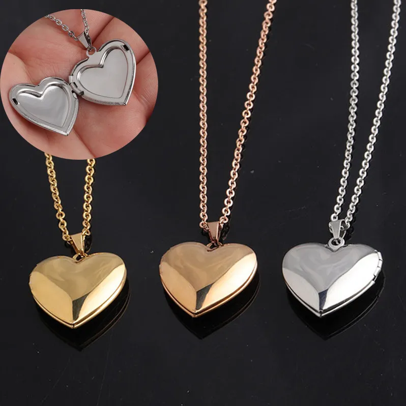 Romantik Kalp Şeklinde Arkadaşı Resim Çerçevesi Locket Kolye Kolye Paslanmaz Çelik Aşk Takı Çift Sevgililer Günü Hediyesi